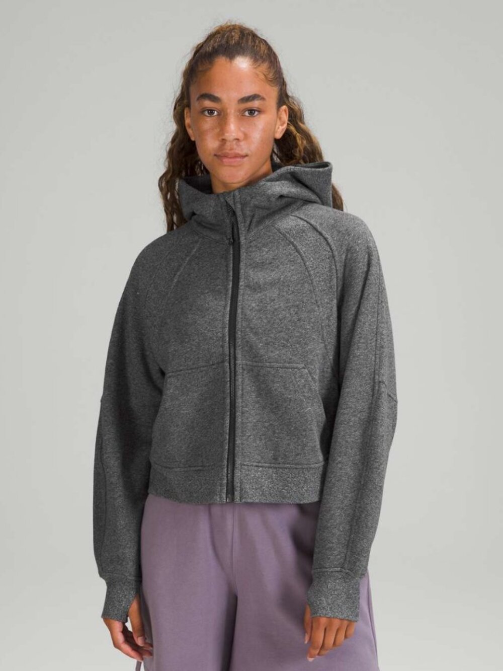 Lululemon Scuba Oversized Full Zip in Heathered Speckled Black | Size XS/S